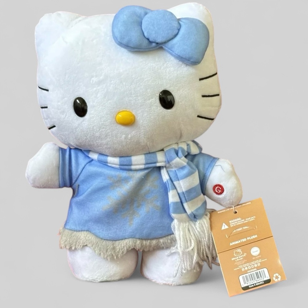 Sanrio HELLO KITTY SIDE STEPPER BLUE 12" Christmas Plush By Gemmy